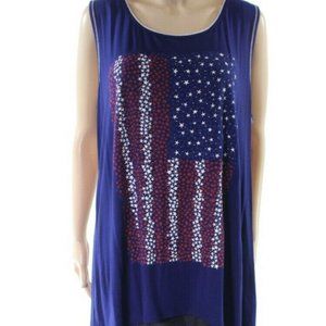 Edista Blue USA FLAG Stars Stripe Printed Plus 2X